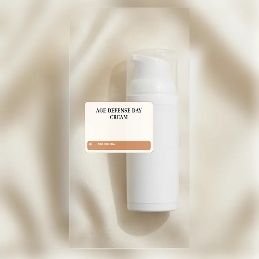 Age Defense Day Cream White Label Formula — Airless pump private label packaging