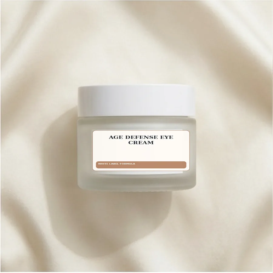 Age Defense Eye Cream White Label Formula — Glass jar private label packaging