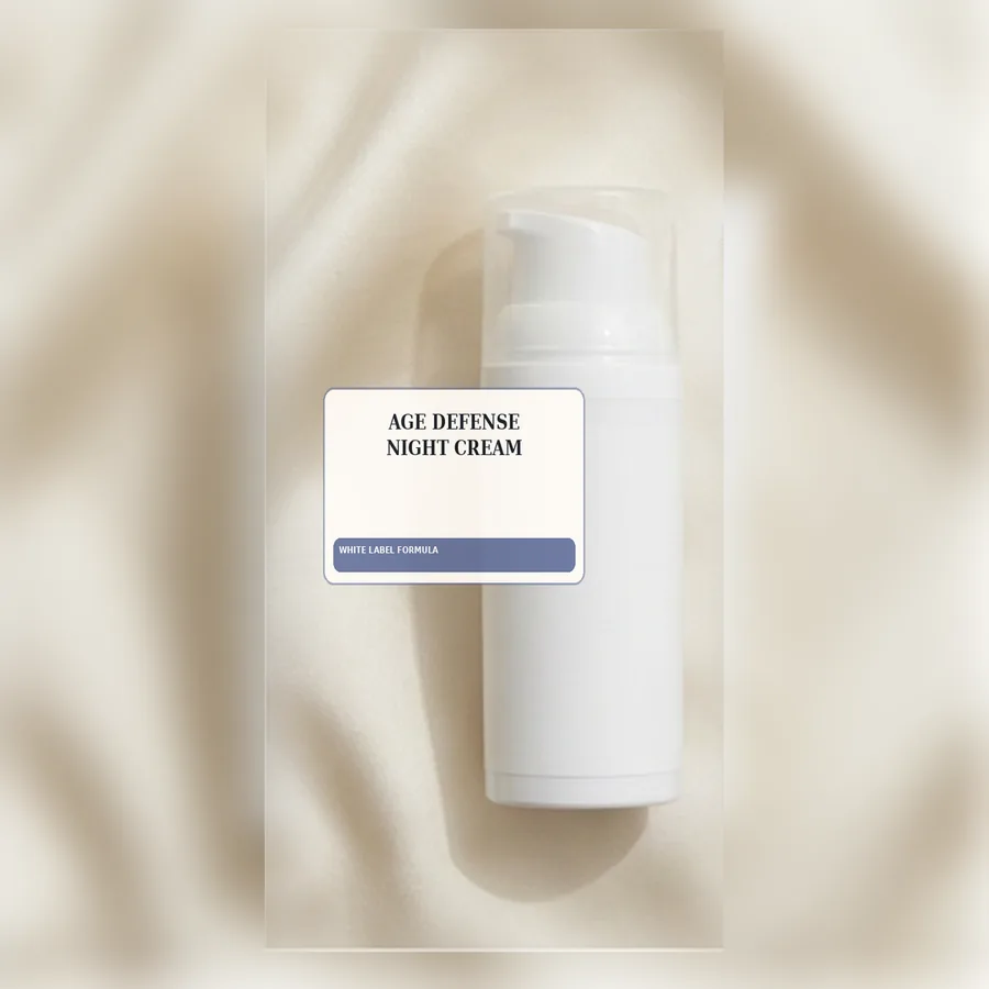 Age Defense Night Cream White Label Formula — Airless pump private label packaging