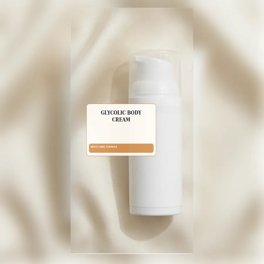 Glycolic Body Cream White Label Formula — Airless pump private label packaging