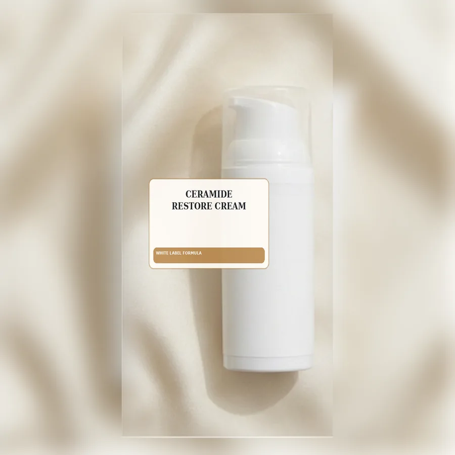 Ceramide Restore Cream White Label Formula — Airless pump private label packaging