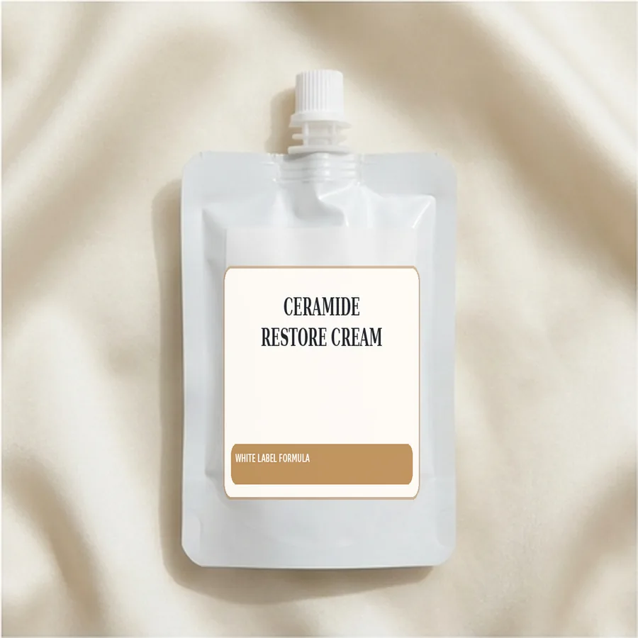 Ceramide Restore Cream White Label Formula — Spout sachet private label packaging