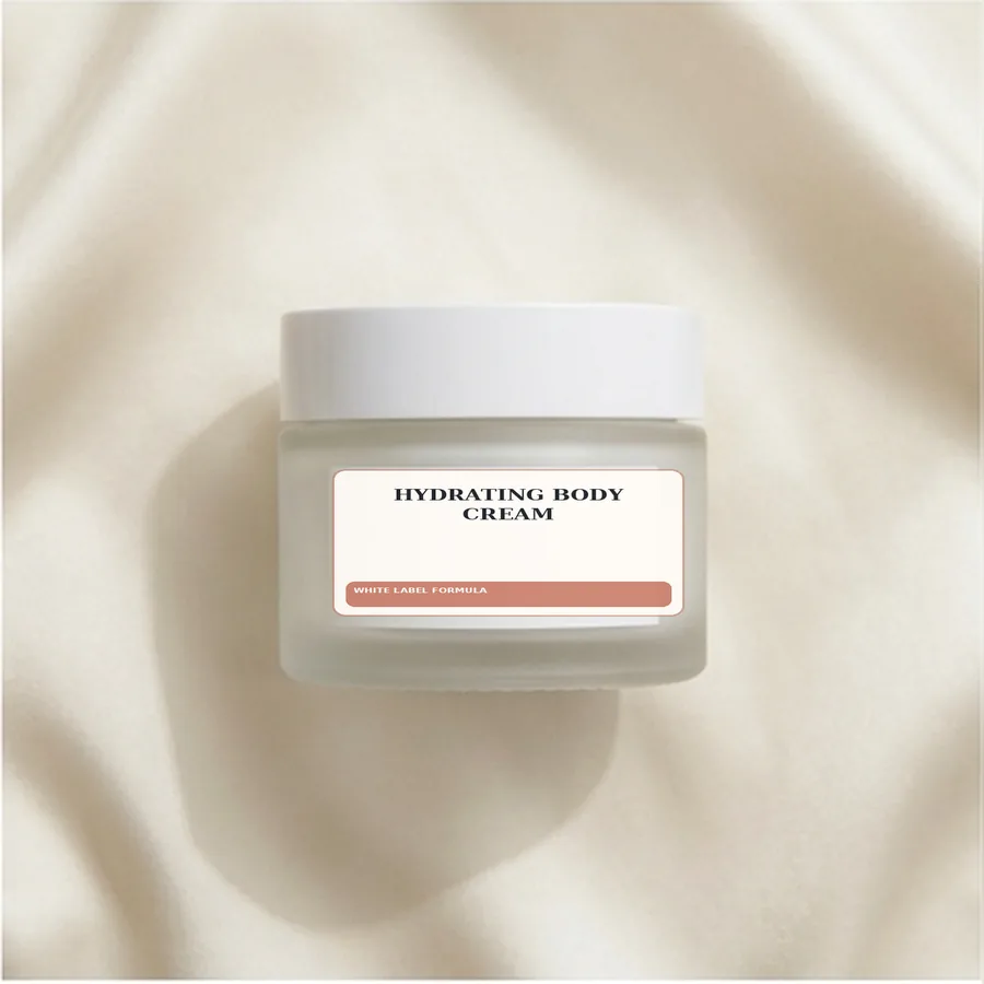 Hydrating Body Cream White Label Formula — Glass jar private label packaging