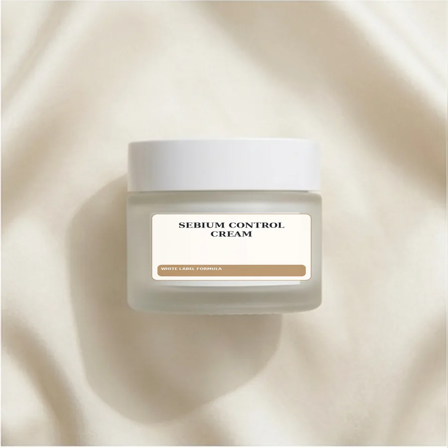 Sebium Control Cream White Label Formula — Glass jar private label packaging