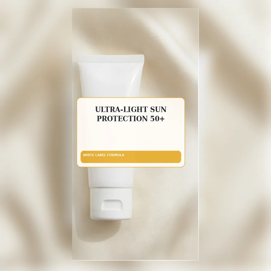 Ultra-Light Sun Protection 50+ White Label Formula — Squeeze tube private label packaging